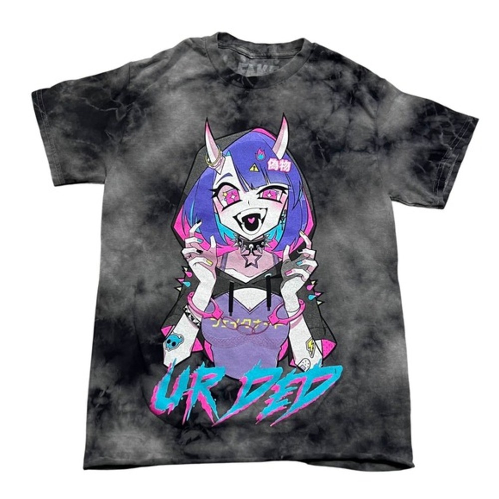 Hot Topic Anime T Shirt Cyberpunk Graphic Tie Dye Distressed Emo Grunge Size S